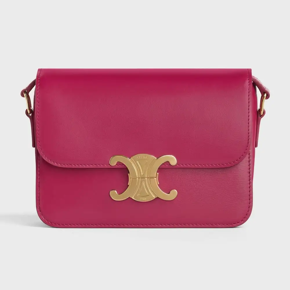 Celine Teen triomphe Bag In Shiny Calfskin Raspberry