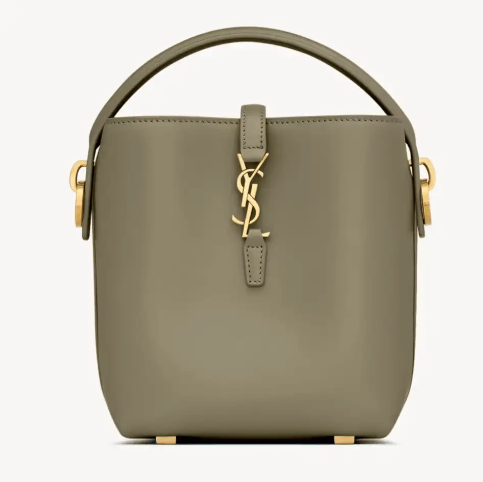 Saint Laurent Le 37 Mini In Shiny Leather Strong Moss