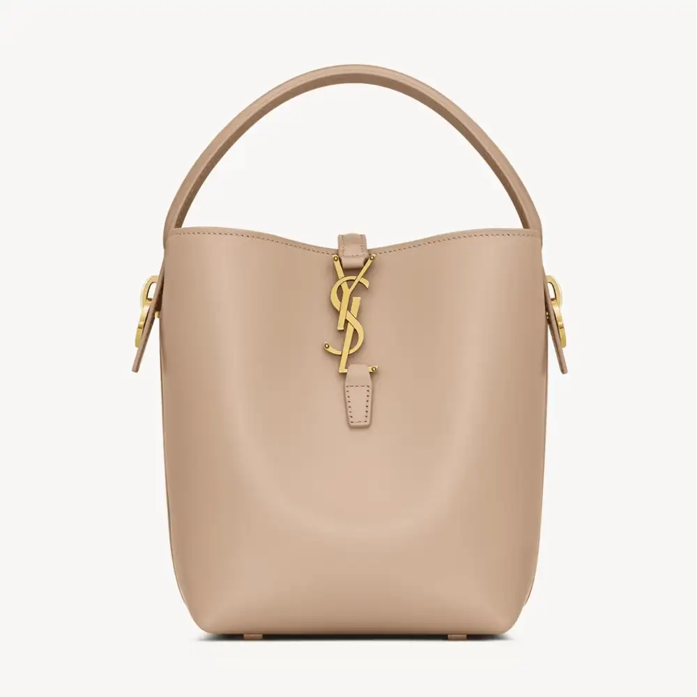 Saint Laurent Le 37 Small In Shiny Leather Dark Beige