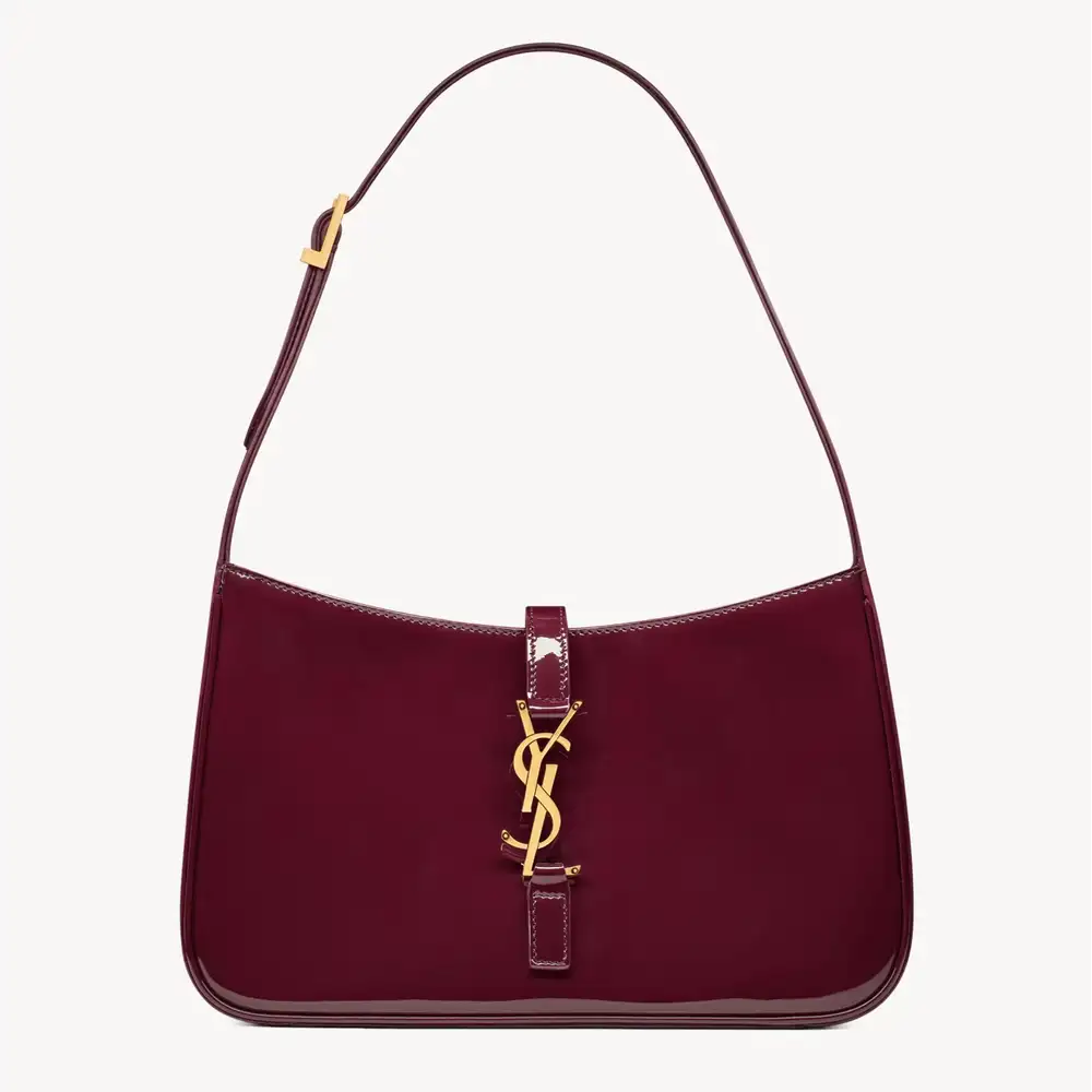 Saint Laurent Le 5 À 7 In Patent Leather Dark Red Wine