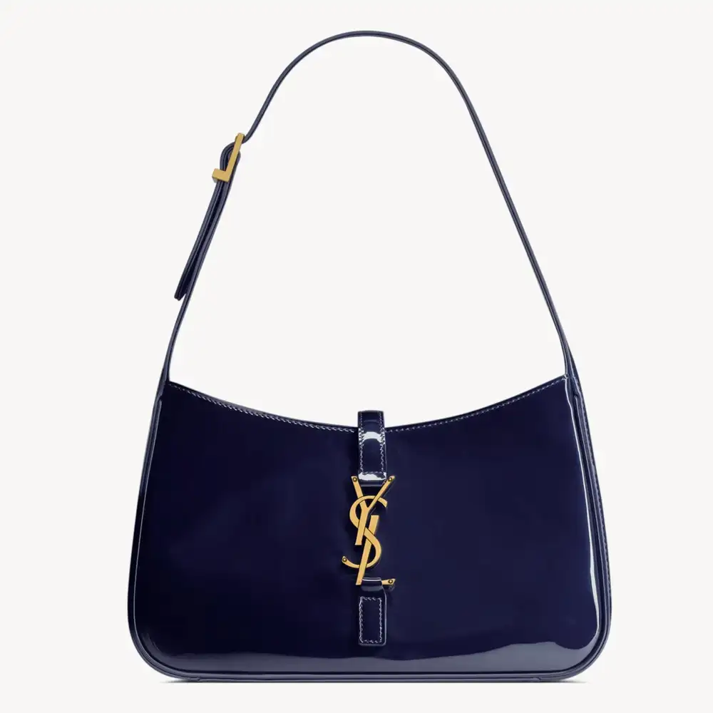 Saint Laurent Le 5 À 7 In Patent Leather Midnight Blue