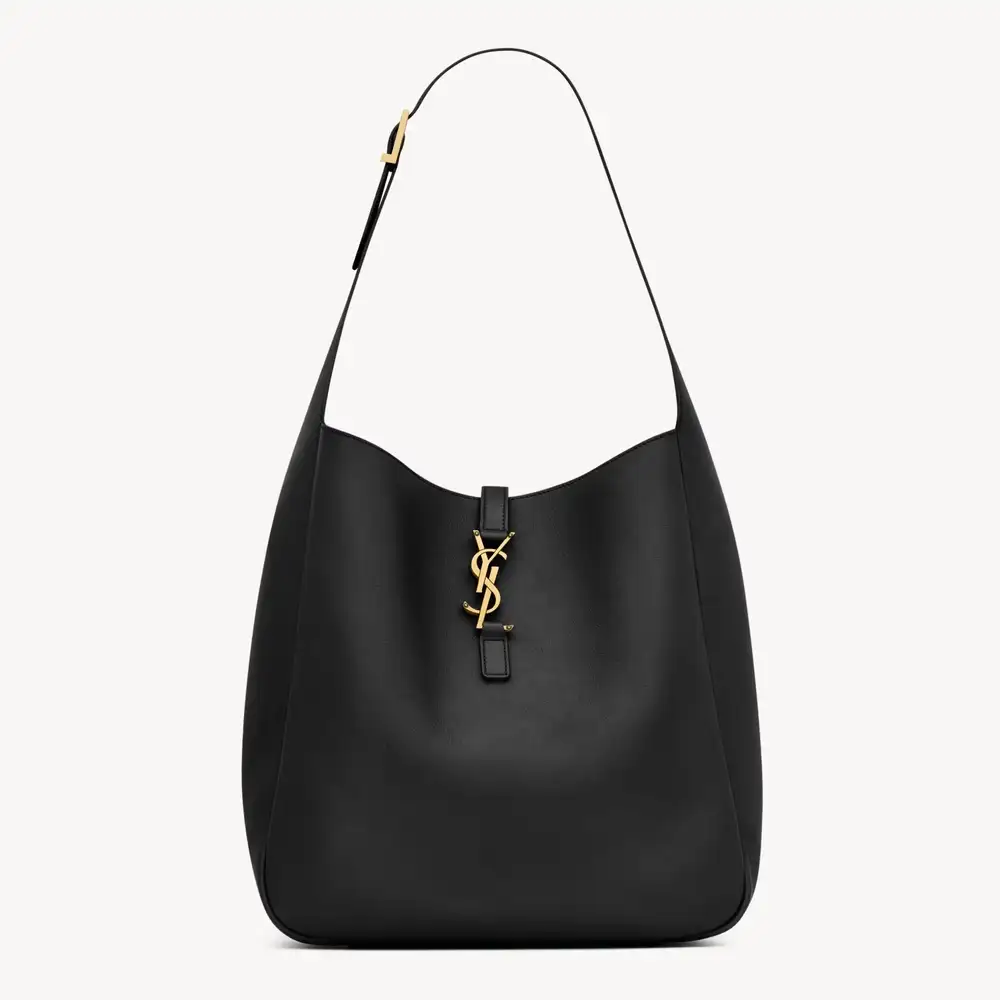 Saint Laurent Le 5 À 7 Supple Large In Grained Leather Black