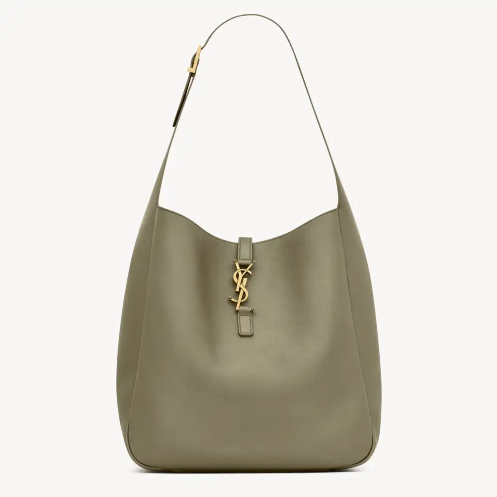 Saint Laurent Le 5 À 7 Supple Large In Grained Leather Strong Moss