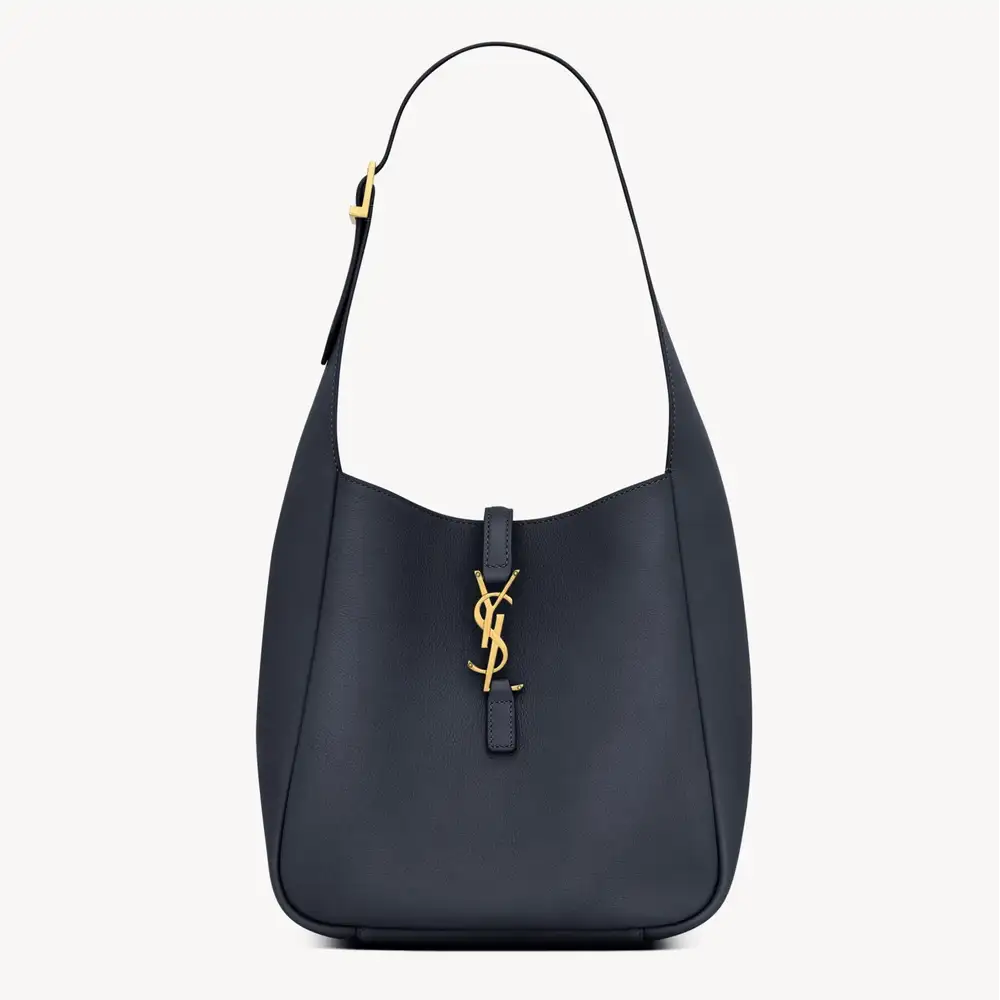 Saint Laurent Le 5 À 7 Supple Small In Grained Leather Bleu Abysse