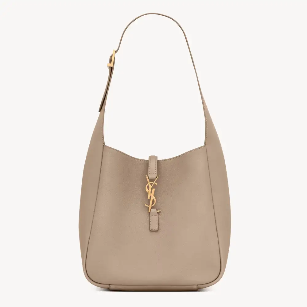 Saint Laurent Le 5 À 7 Supple Small In Grained Leather Dusty Grey