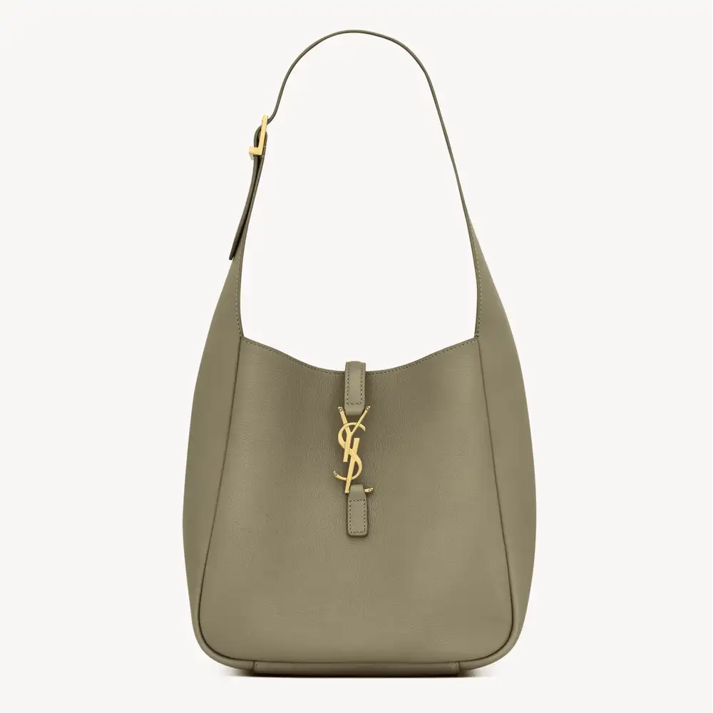 Saint Laurent Le 5 À 7 Supple Small In Grained Leather Strong Moss