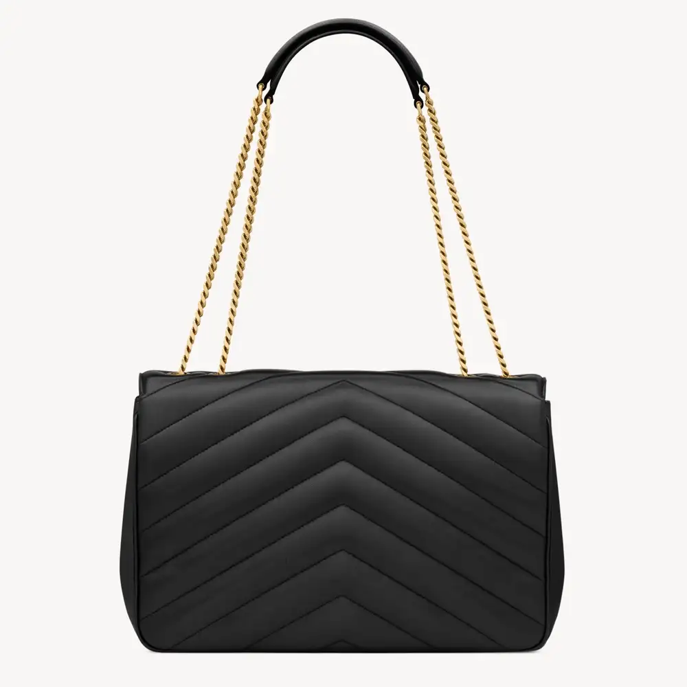 Saint Laurent Loulou Large In Matelassé Lambskin Noir Interior pockets