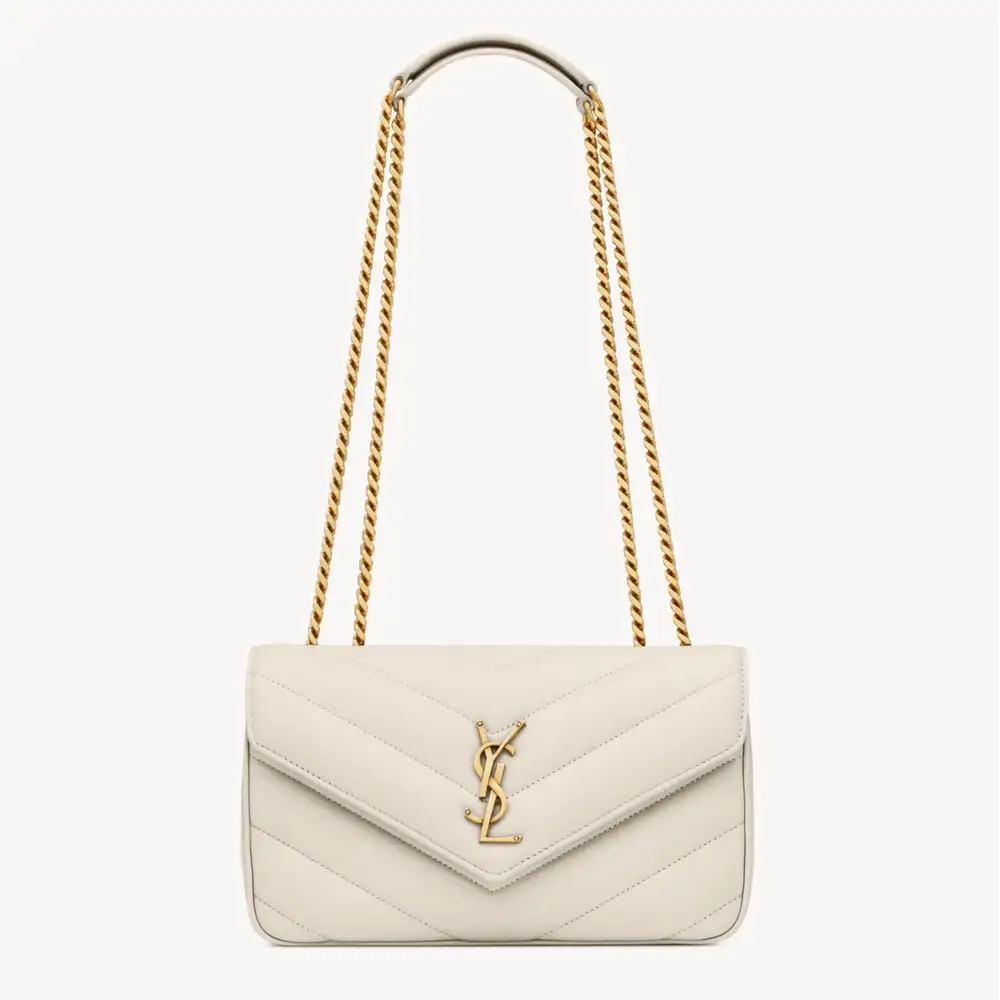 Saint Laurent Loulou Small In Matelassé Lambskin Blanc Vintage