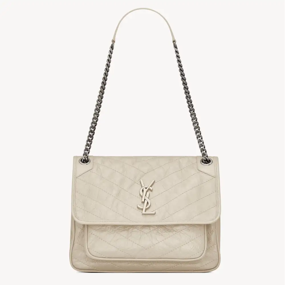 Saint Laurent Niki Medium In Vintage Leather Blanc Vintage
