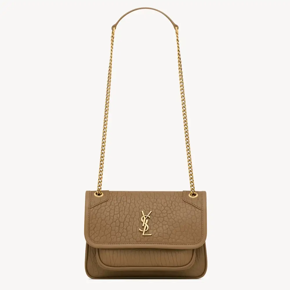 Saint Laurent Niki Mini In Grained Lambskin Dark Cork