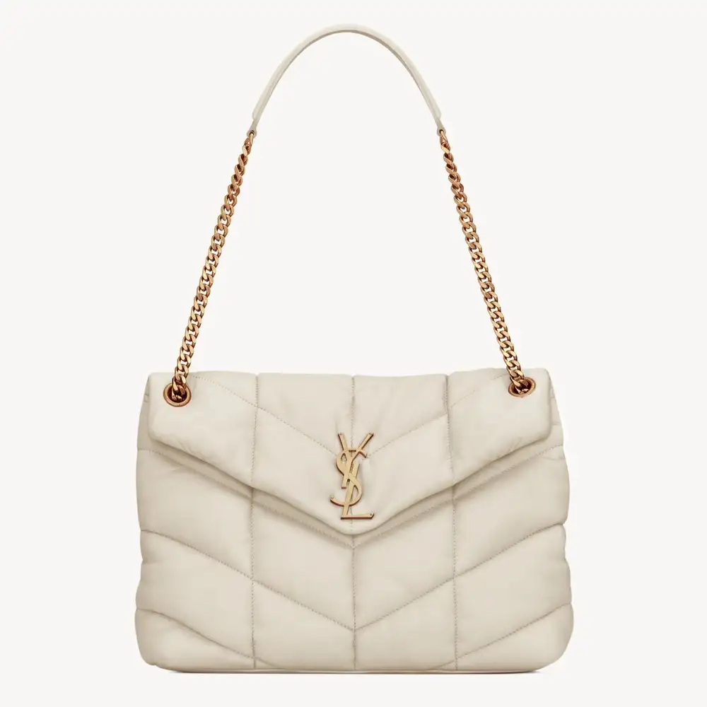 Saint Laurent Puffer Medium In Nappa Leather Blanc Vintage