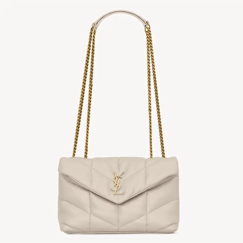 Saint Laurent Toy Puffer In Lambskin Blanc Vintage