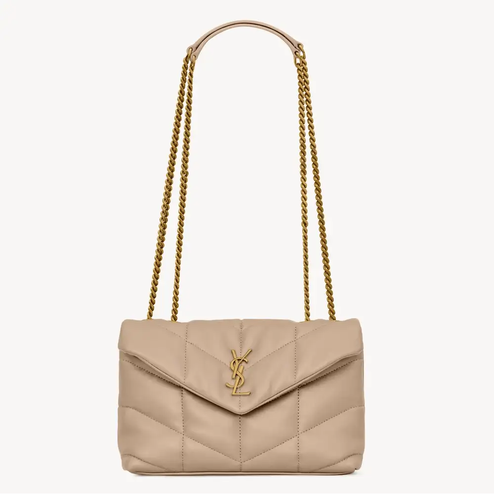 Saint Laurent Toy Puffer In Lambskin Dark Beige