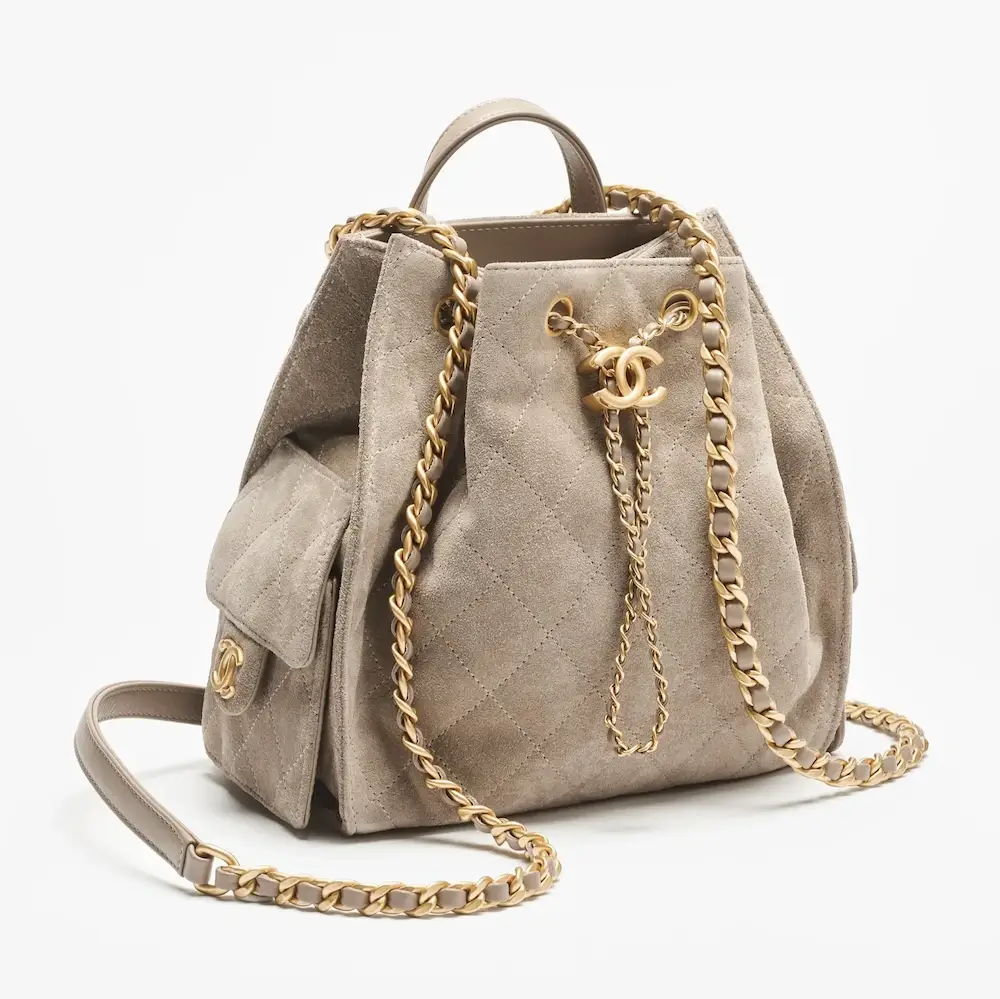 chanel 25 medium backpack suede calfskin gold tone metal AS5600B18799NACAA #2