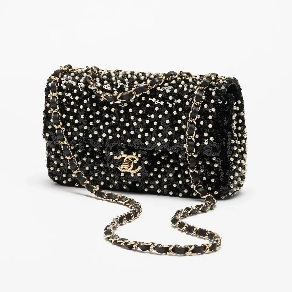 chanel evening bag sequins imitation pearls gold tone metal AS4298B22062U4413 #2