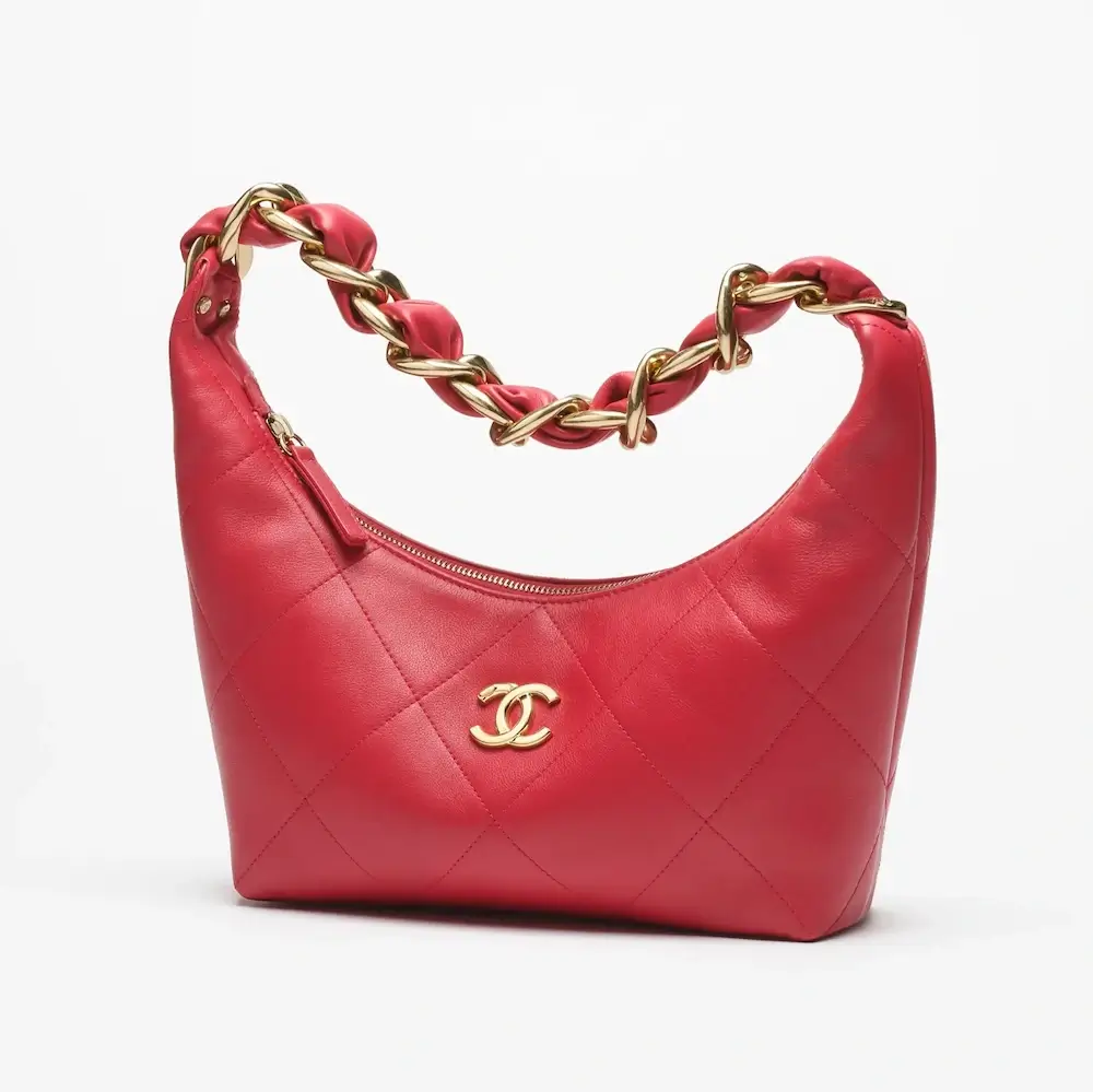 chanel hobo handbag shiny calfskin gold tone metal AS5837B22140U3658 #2