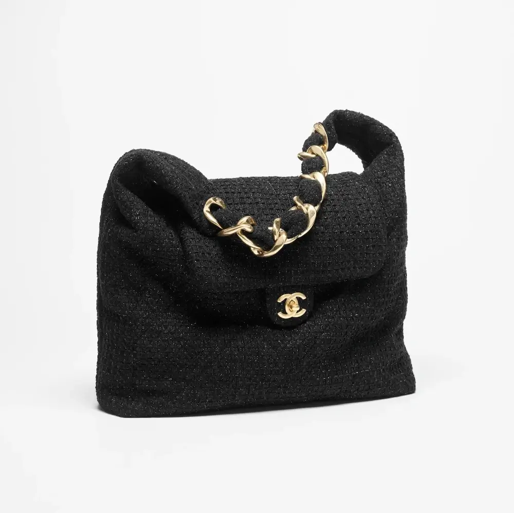 chanel maxi hobo bag cotton tweed gold tone metal AS5838B2236894305 #2