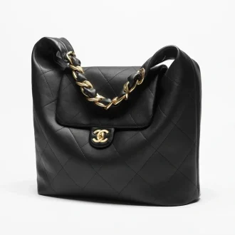 chanel maxi hobo bag shiny calfskin gold tone metal AS5839B2214094305 #2