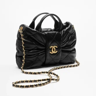 chanel mini bow bag shiny lambskin gold tone metal AS5849B2214894305