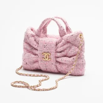 chanel mini bow bag tweed gold tone metal AS5849B22392NY827