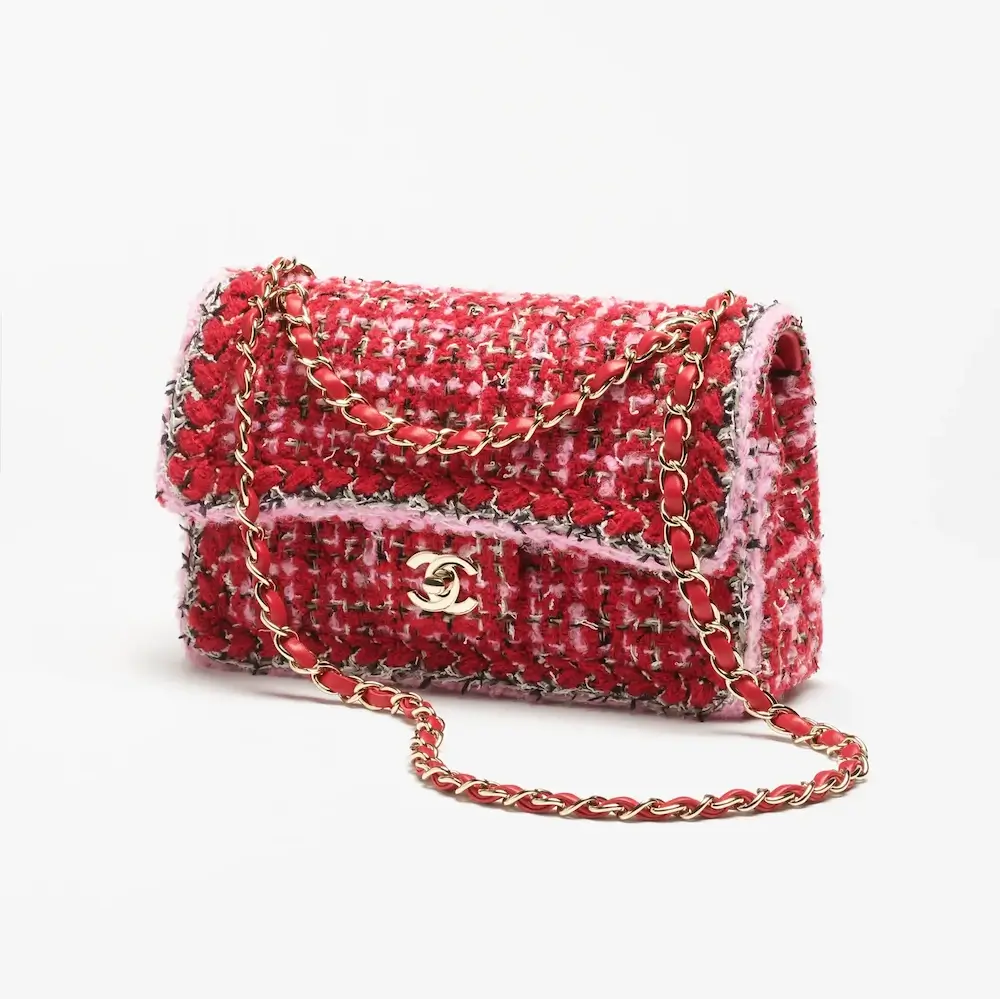 chanel small classic handbag tweed gold tone metal A01113B22215U2675