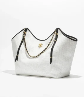 Chanel maxi shopping bag braided raffia calfskin gold tone metal AS5463B22594U5557 #2