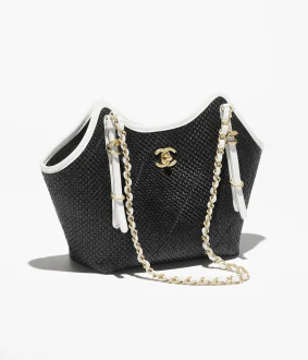 Chanel small shopping bag braided raffia calfskin gold tone metal AS6015B22594U5559 #2