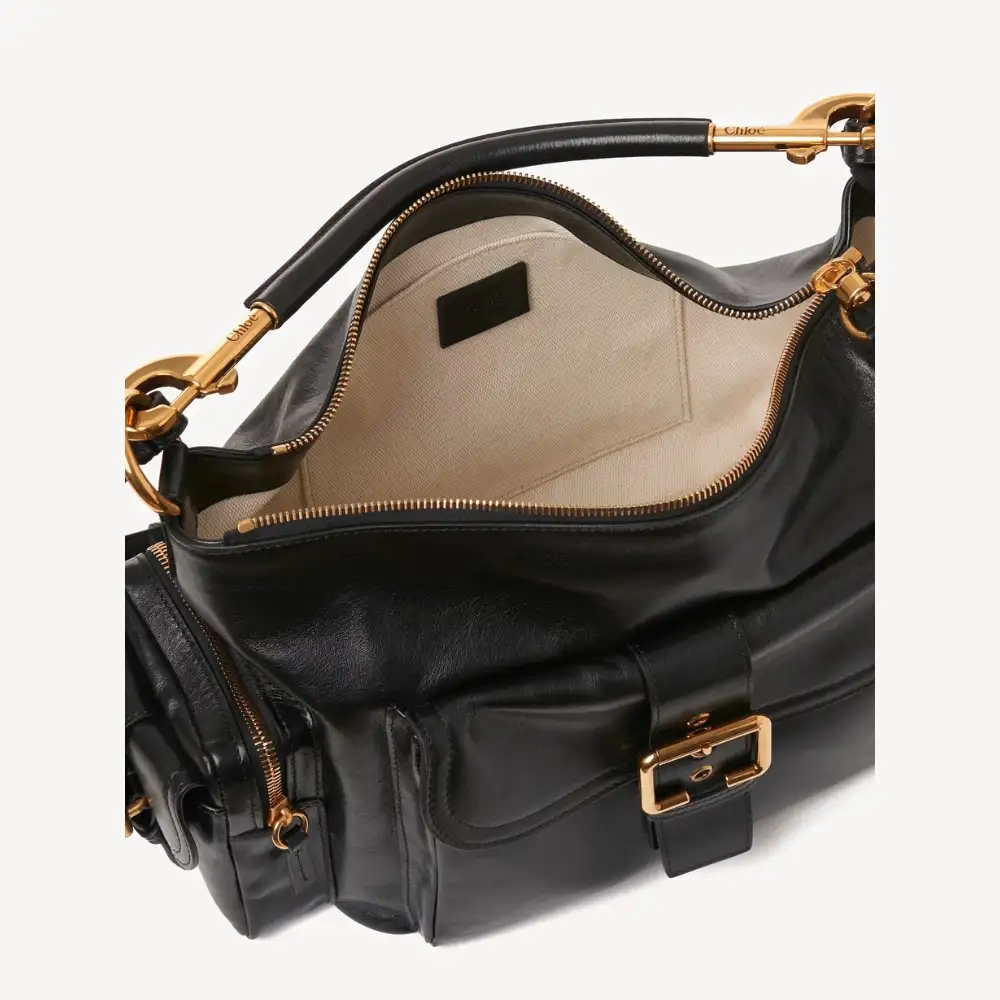Chloe Camera Bag In Shiny Leather Black Interior pockets