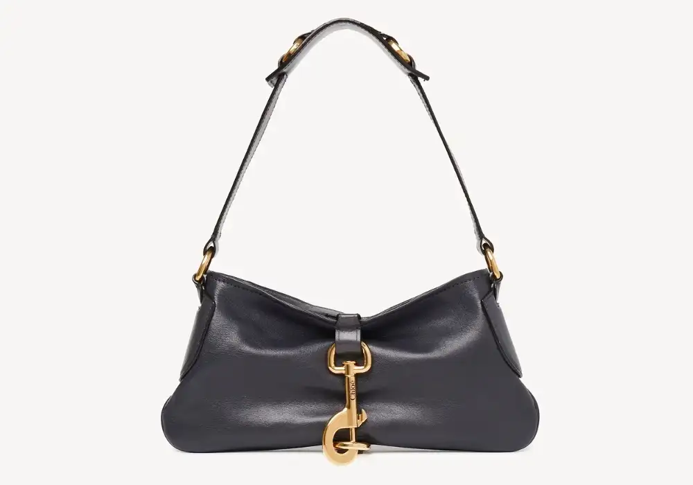 Chloe Kerala 25 Shoulder Bag In Soft Leather Black Navy Front image