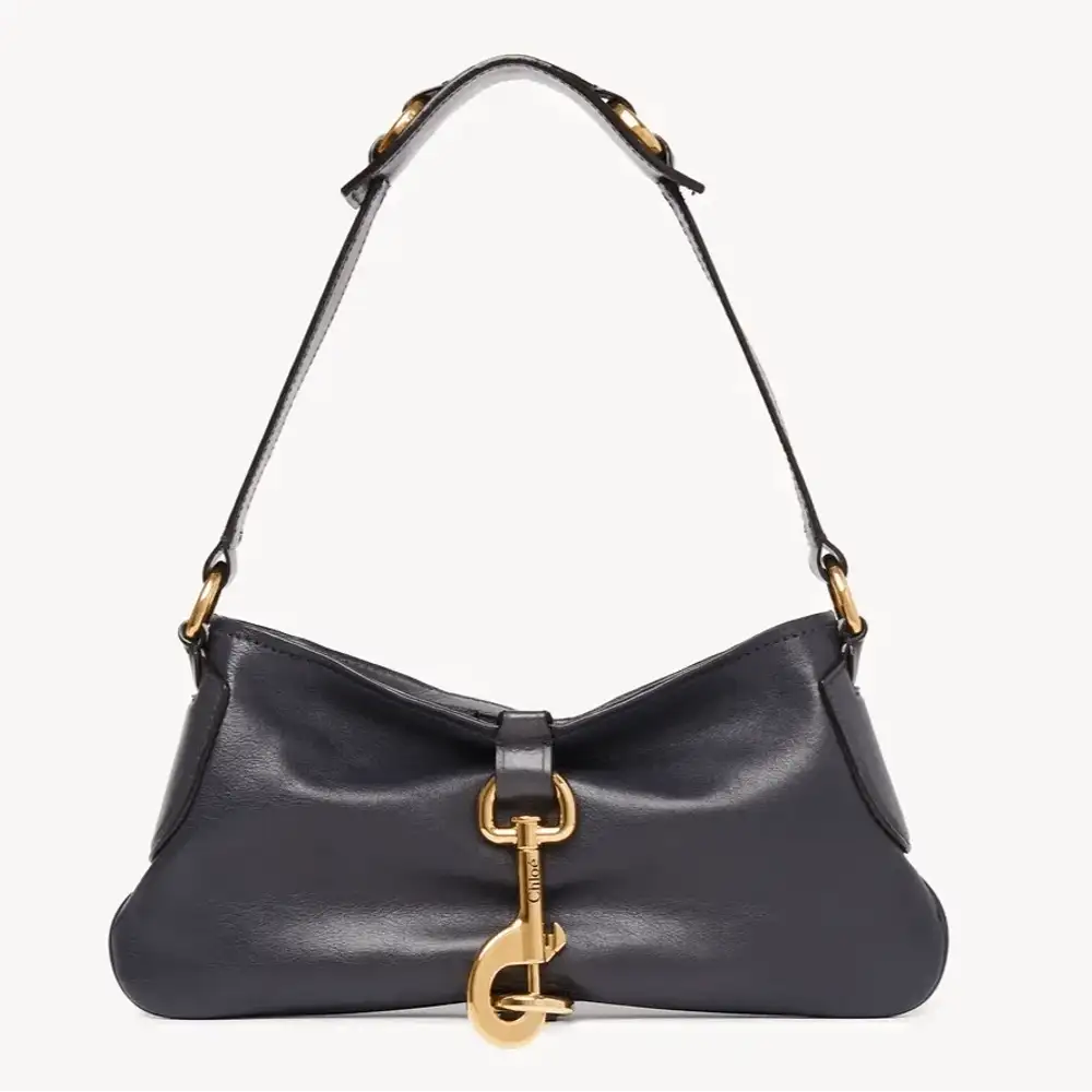 Chloe Kerala 25 Shoulder Bag In Soft Leather Black Navy