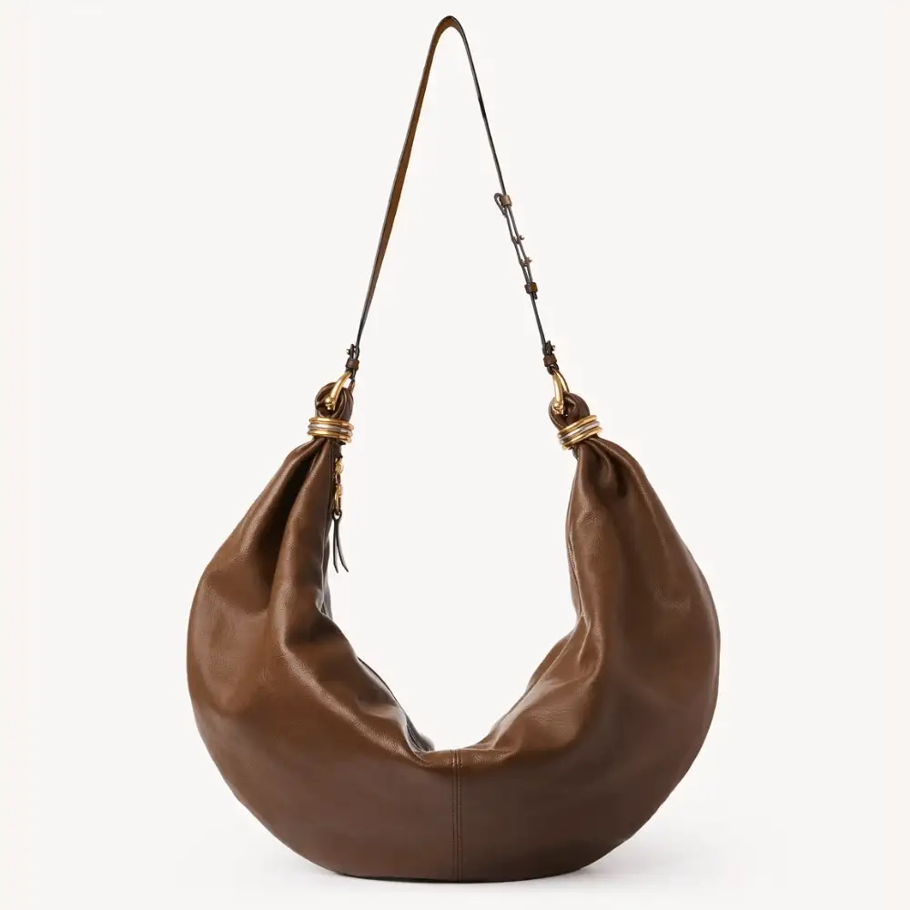 Chloe Large Bracelet Hobo Bag In Grained Leather Dark Khaki
