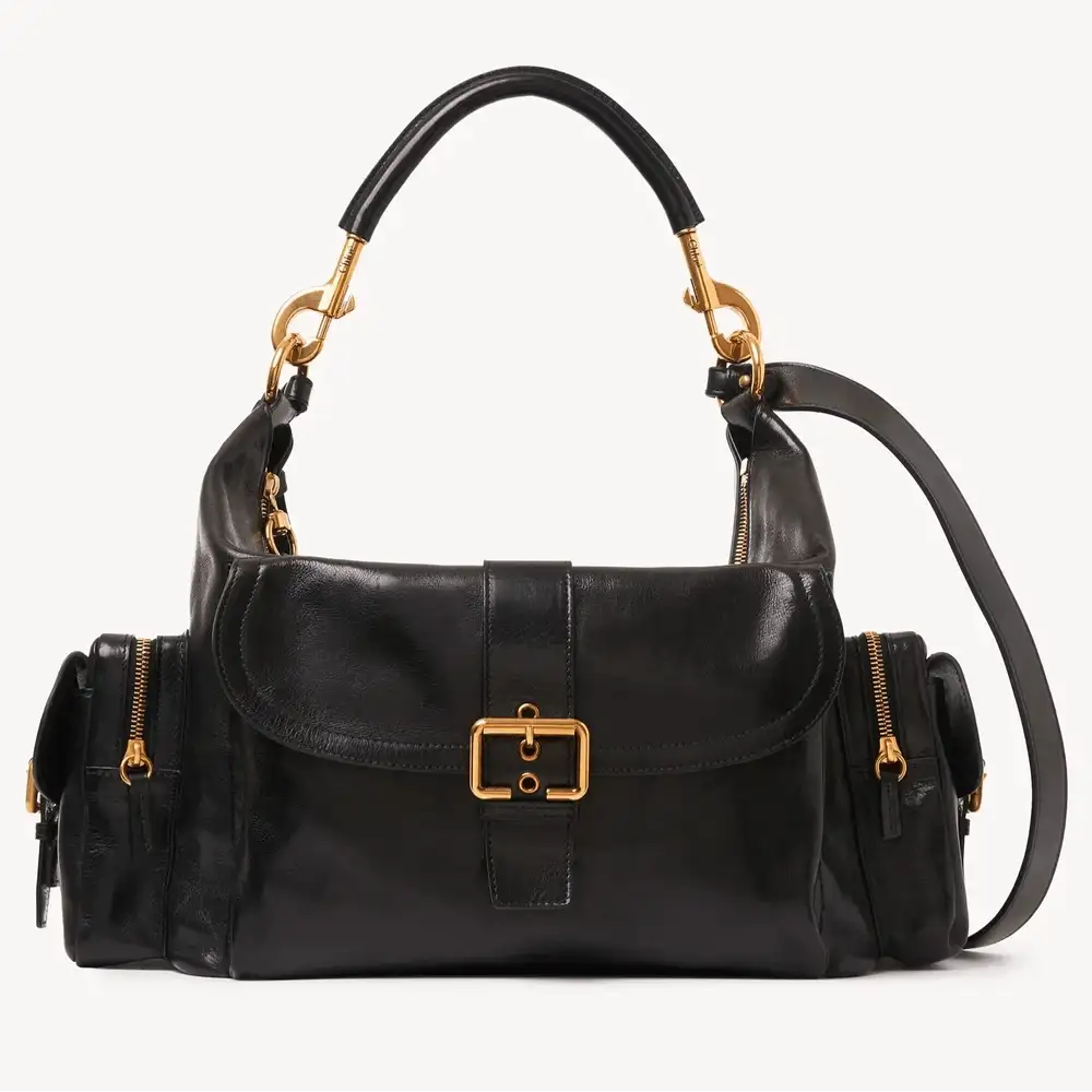 Chloe Large Camera Bag In Shiny Leather Black