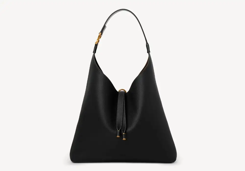 Chloe Marcie Hobo Bag In Grained Leather Black Front image