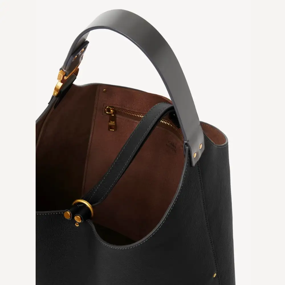 Chloe Marcie Hobo Bag In Grained Leather Black Interior pockets 2