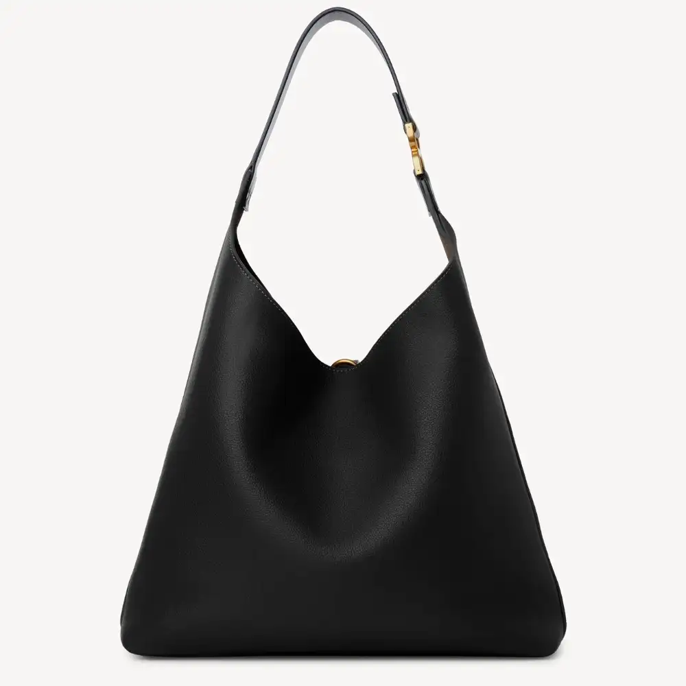 Chloe Marcie Hobo Bag In Grained Leather Black Interior pockets