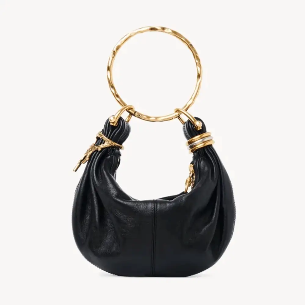 Chloe Mini Bracelet Hobo Bag In Grained Leather Black