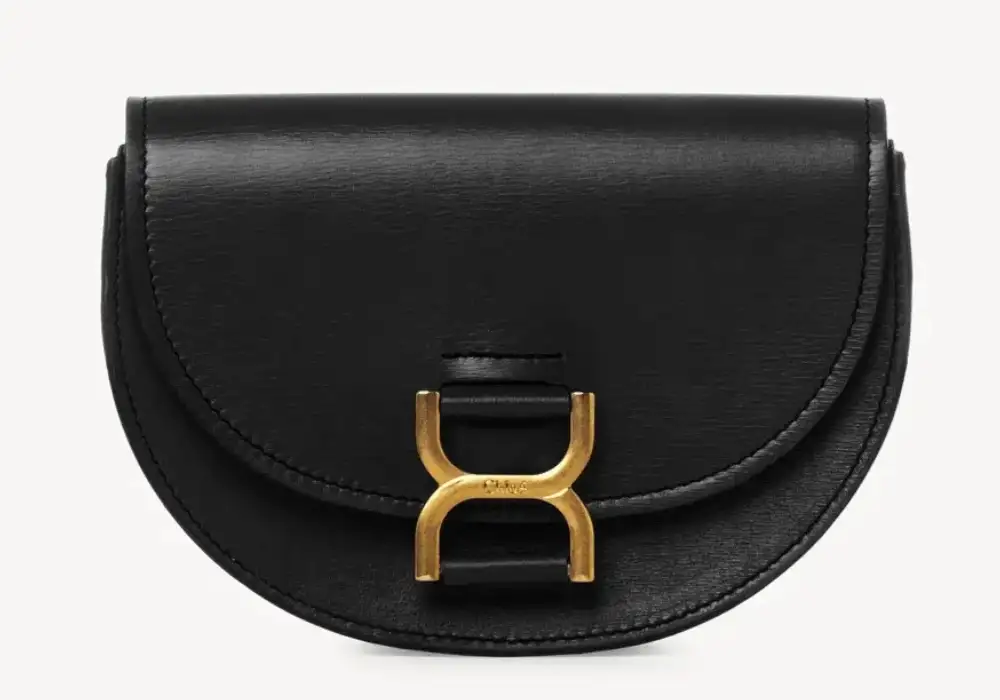 Chloe Mini Marcie Flap Bag In Soft Leather Black Front image
