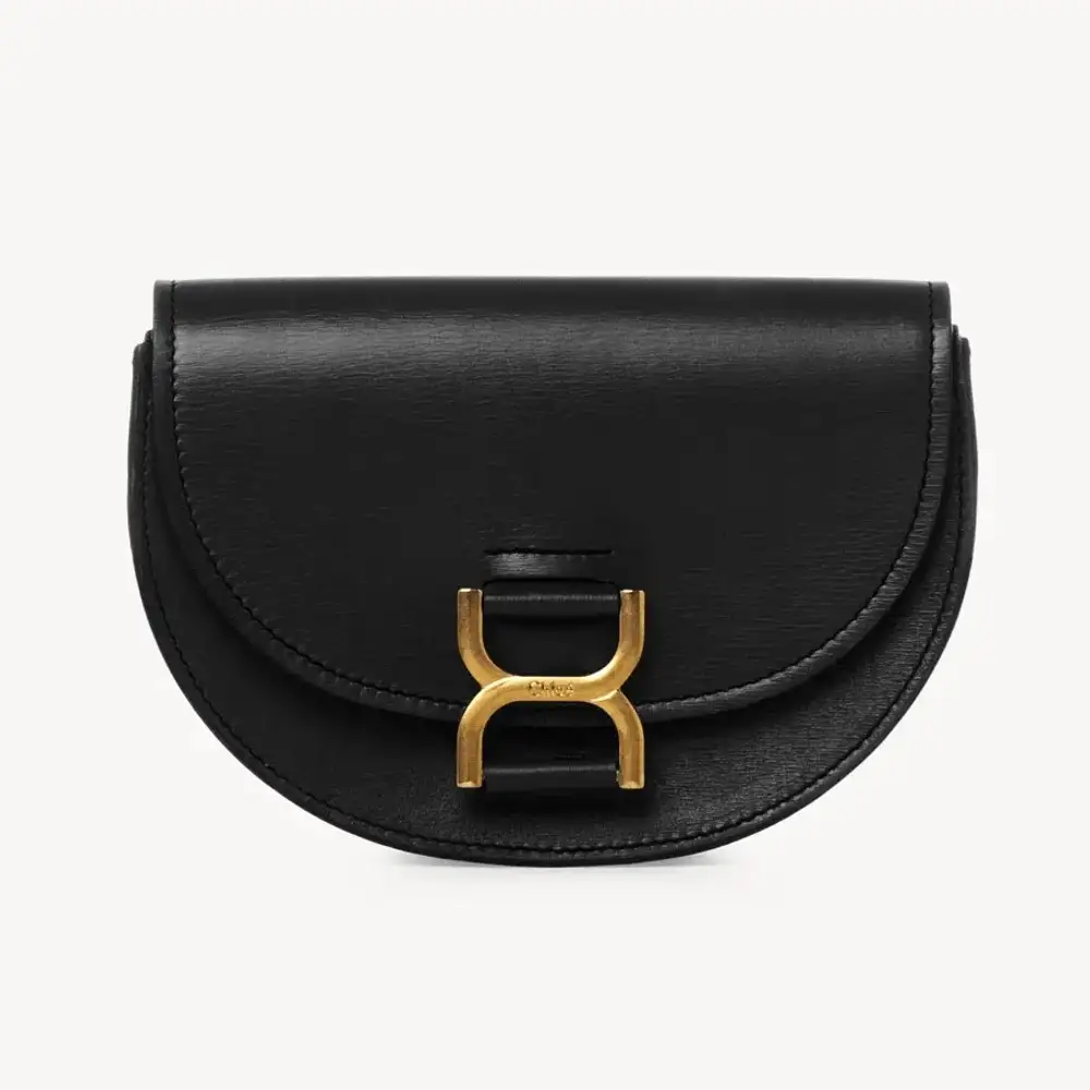 Chloe Mini Marcie Flap Bag In Soft Leather Black