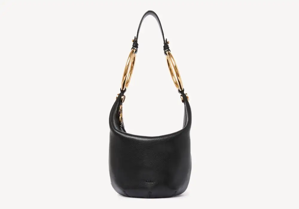 Chloe Small Bracelet Handbag In Grained Leather Black Front image