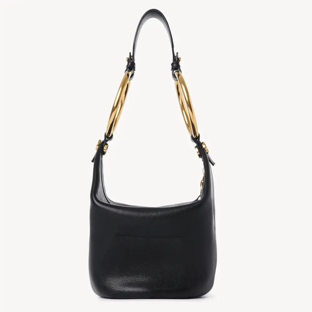 Chloe Small Bracelet Handbag In Grained Leather Black Interior pockets 2