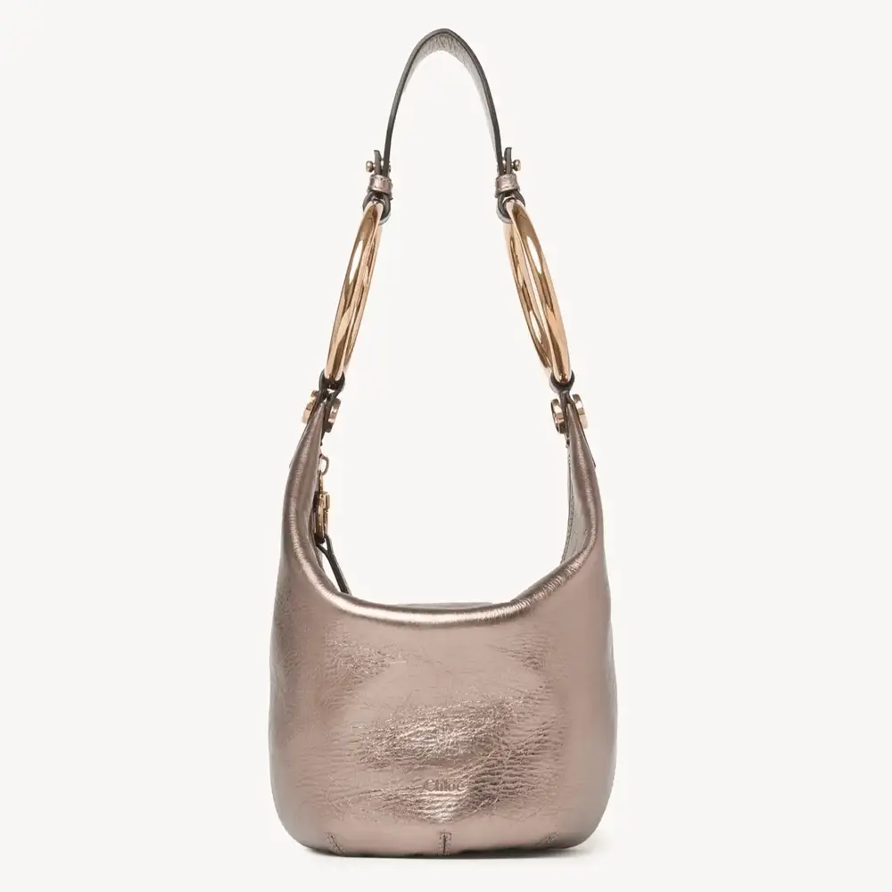 Chloe Small Bracelet Handbag In Metallised Leather Shiny Grey