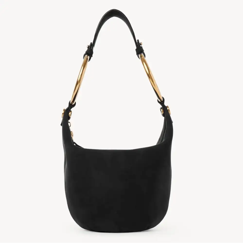 Chloe Small Bracelet Handbag In Suede Leather Black