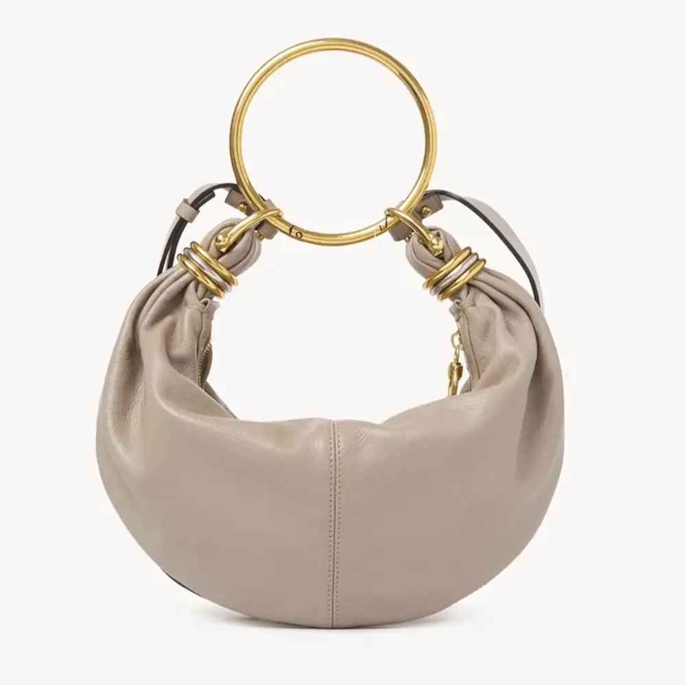 Chloe Small Bracelet Hobo Bag In Grained Leather Motty Grey