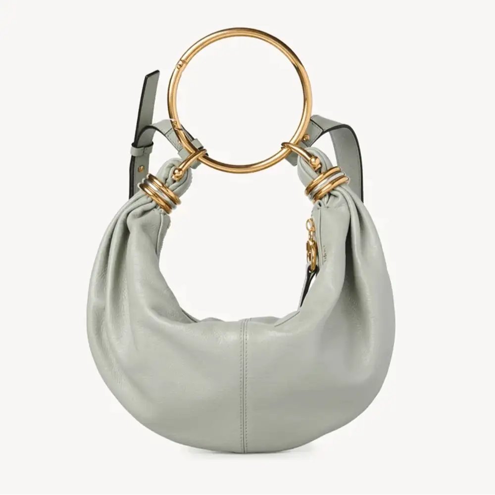 Chloe Small Bracelet Hobo Bag In Grained Leather Sea Grass