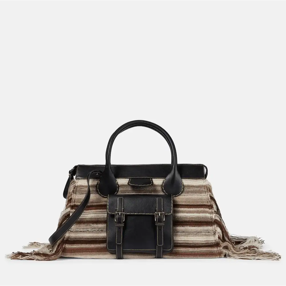 Chloé Edith Large Leather trimmed Tote Multicolor Black 1