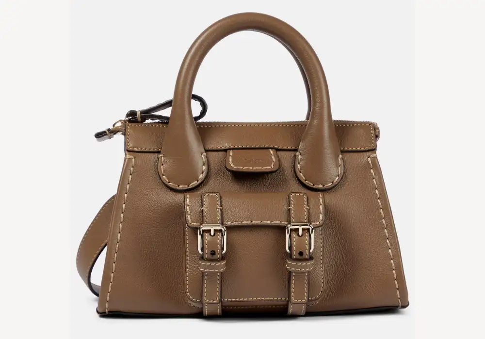 Chloé Edith Mini Leather Tote Army Green Front image
