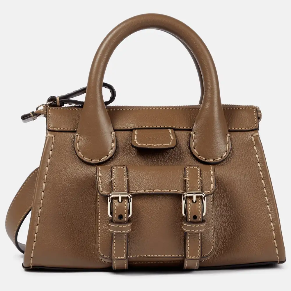 Chloé Edith Mini Leather Tote Army Green