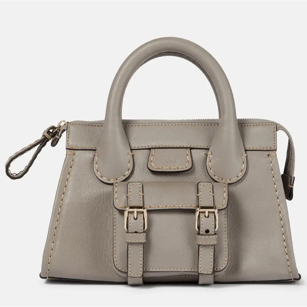 Chloé Edith Mini Leather Tote Cashmere Grey