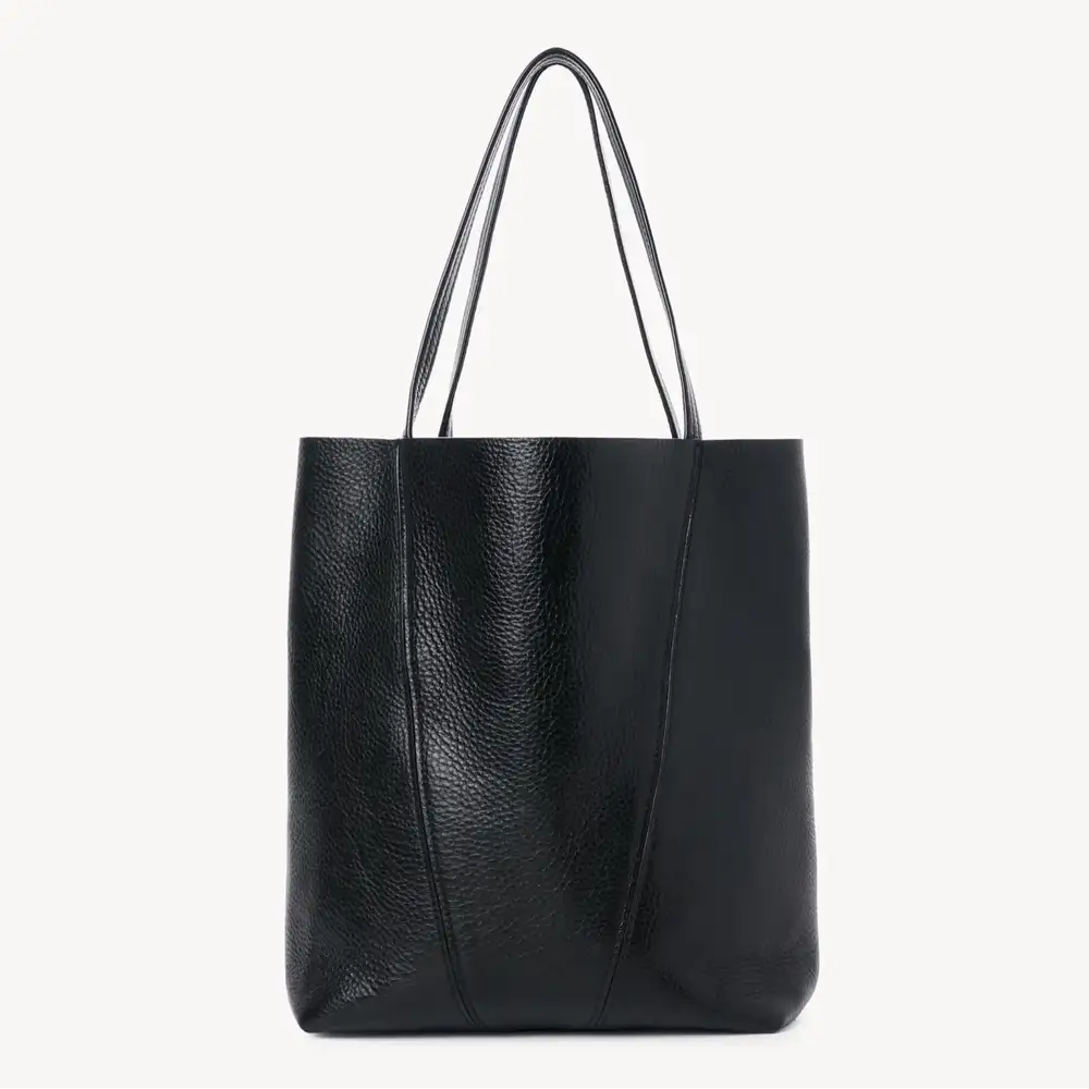 Chloé Spin Tote Bag In Grained Leather Black Interior pockets