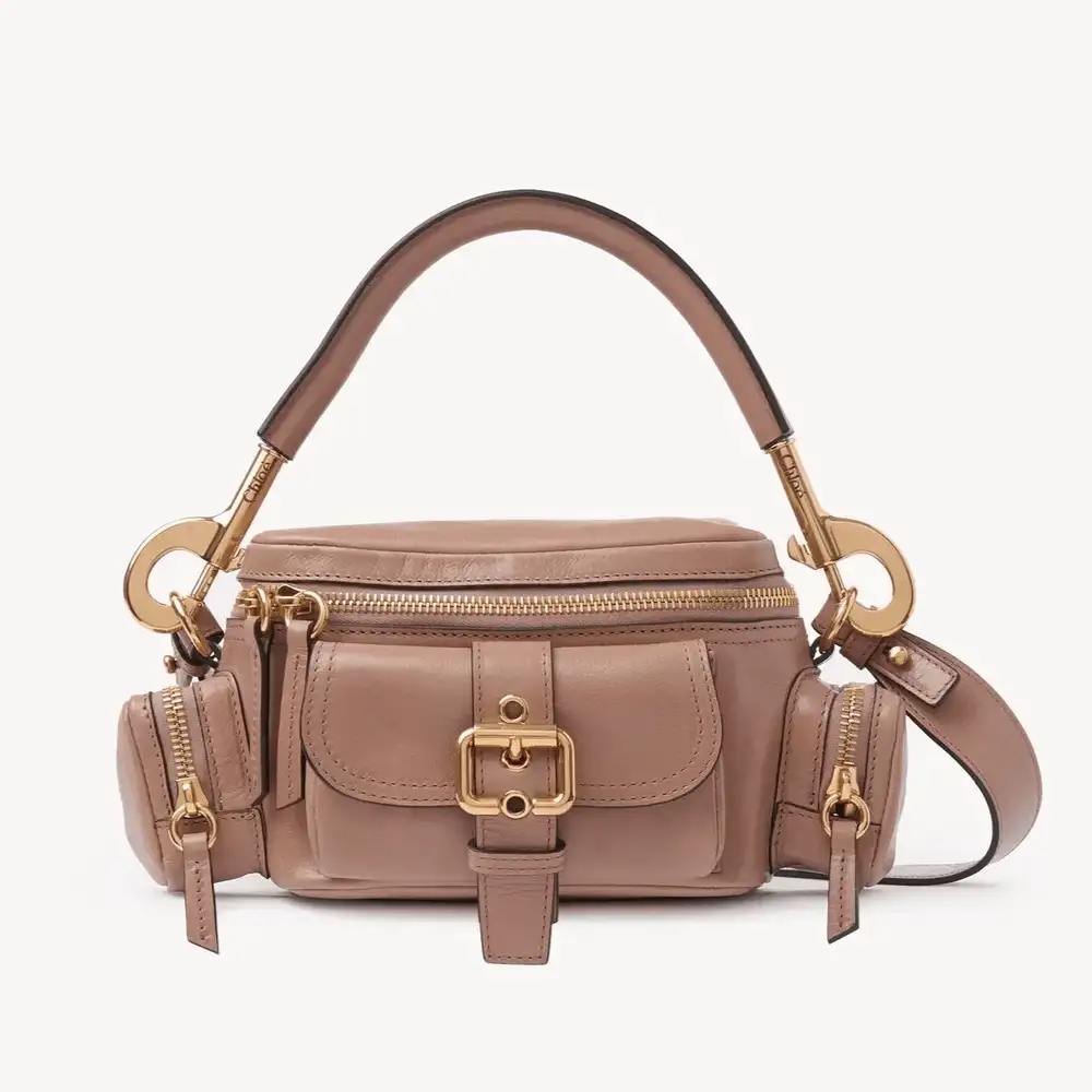 Small Camera Bag In Shiny Leather Woodrose